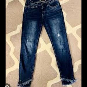 Kancan Skinny Dark Wash Double Fray Hem